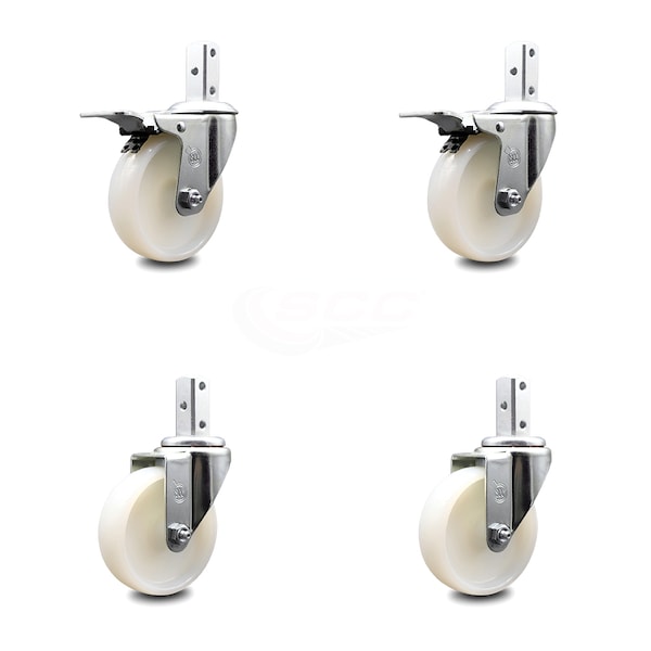 Service Caster 4 Inch Nylon Wheel Swivel 3/4 Inch Square Stem Caster Total Lock Brakes, 2PK SCC-SQTTL20S414-NYS-34-2-S-2 - main